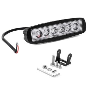 Biroller BR6LF1P 6 LED Fog Light Bar Flood LED Work Light Single Row Waterproof Driving Lamp for Car Motorcycle Bike (18W)