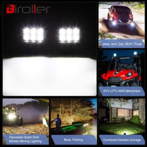 Biroller BR6LS2P 6 LED Fog Light 4" Cube Spot Flood Waterproof Lamp for Car Motorcycle Bike Pickup Trucks ATV SUV Jeep (18W)