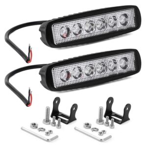 Biroller BR6LF2P 6 LED Fog Light Bar Flood LED Work Light Single Row Waterproof Driving Lamp for Car Motorcycle Bike (18W)