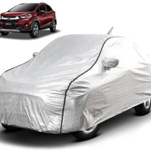 Biroller Waterproof Car Body Cover for Honda WRV with Mirror and Antenna Pocket, Soft Cotton Lining, Triple Stitched (Heat Resistant Metallic Silver with Black Piping)