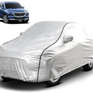Biroller Waterproof Car Body Cover for Maruti Grand Vitara with Mirror Pocket, Soft Cotton Lining, Triple Stitched (Heat Resistant Metallic Silver with Black Piping)